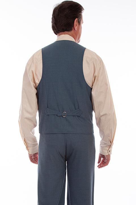 Scully Leather 100% Cotton Blue Herringbone Vest - Flyclothing LLC