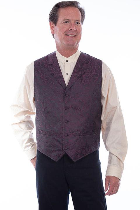 Scully Jaquard Vest Burgundy - Flyclothing LLC