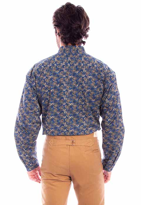 Scully Leather Rangewear Blue Small Paisley Button Up Shirt