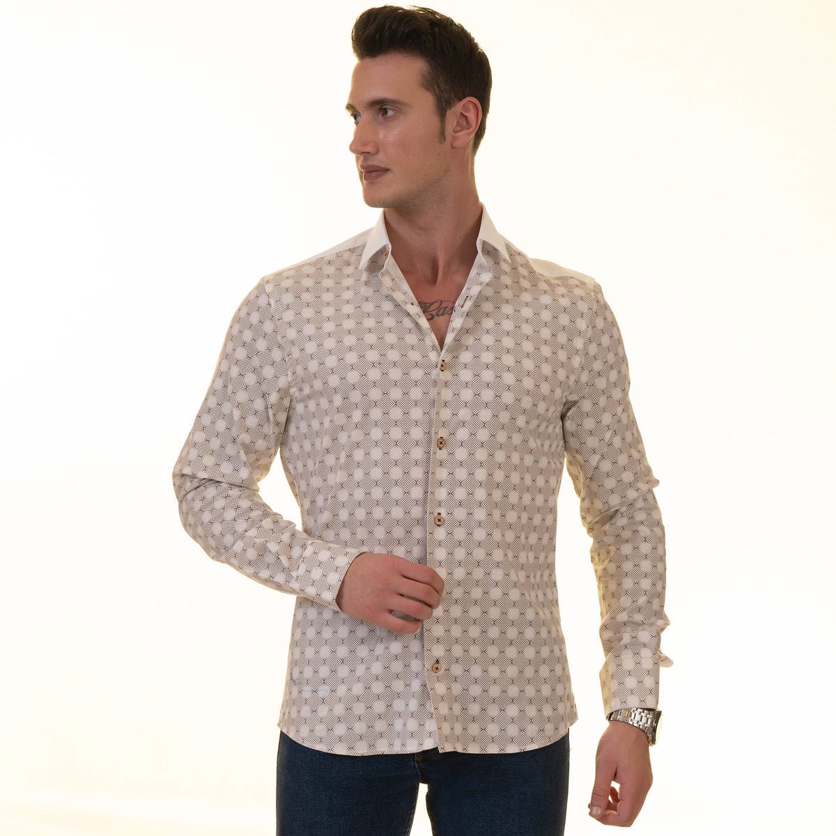 Gravity Homme Men's Long Sleeve Button Down / Tazio S3 - Flyclothing LLC