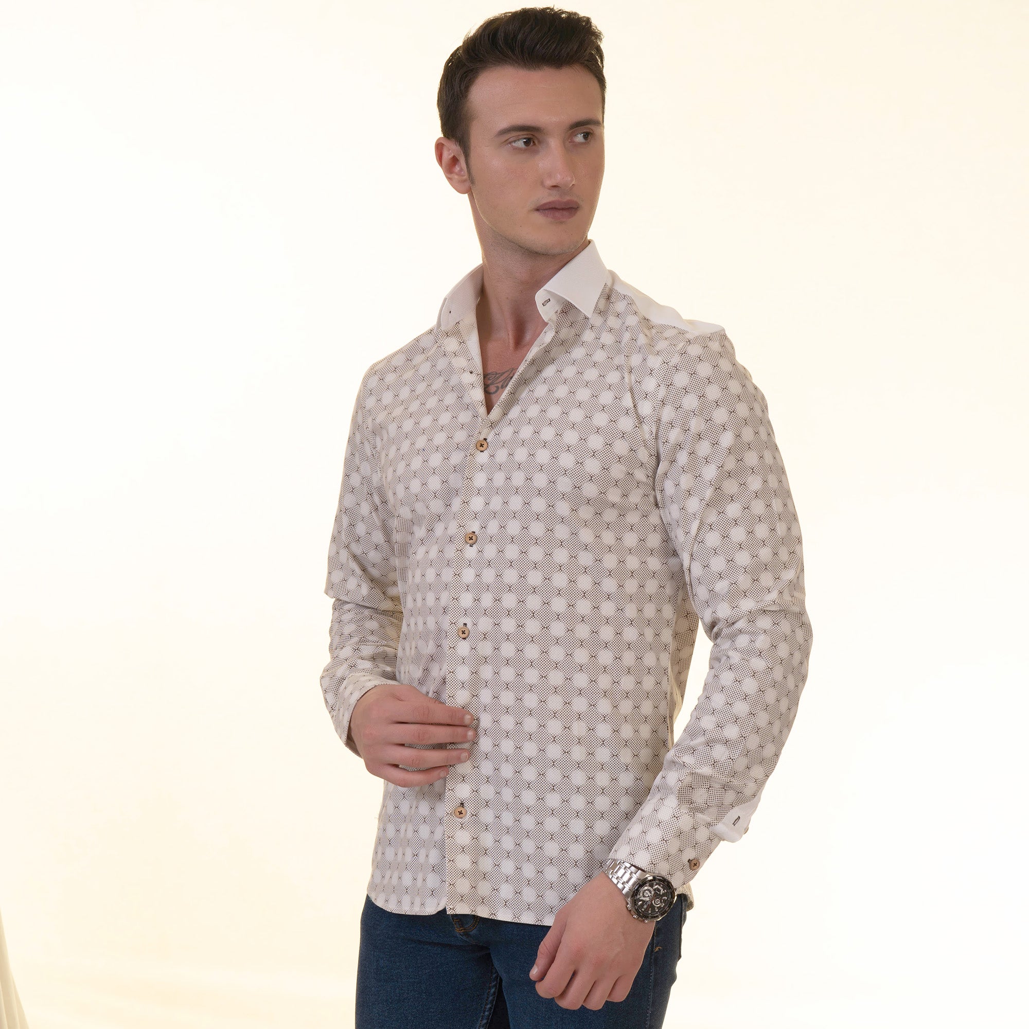 Gravity Homme Men's Long Sleeve Button Down / Tazio S3 - Flyclothing LLC