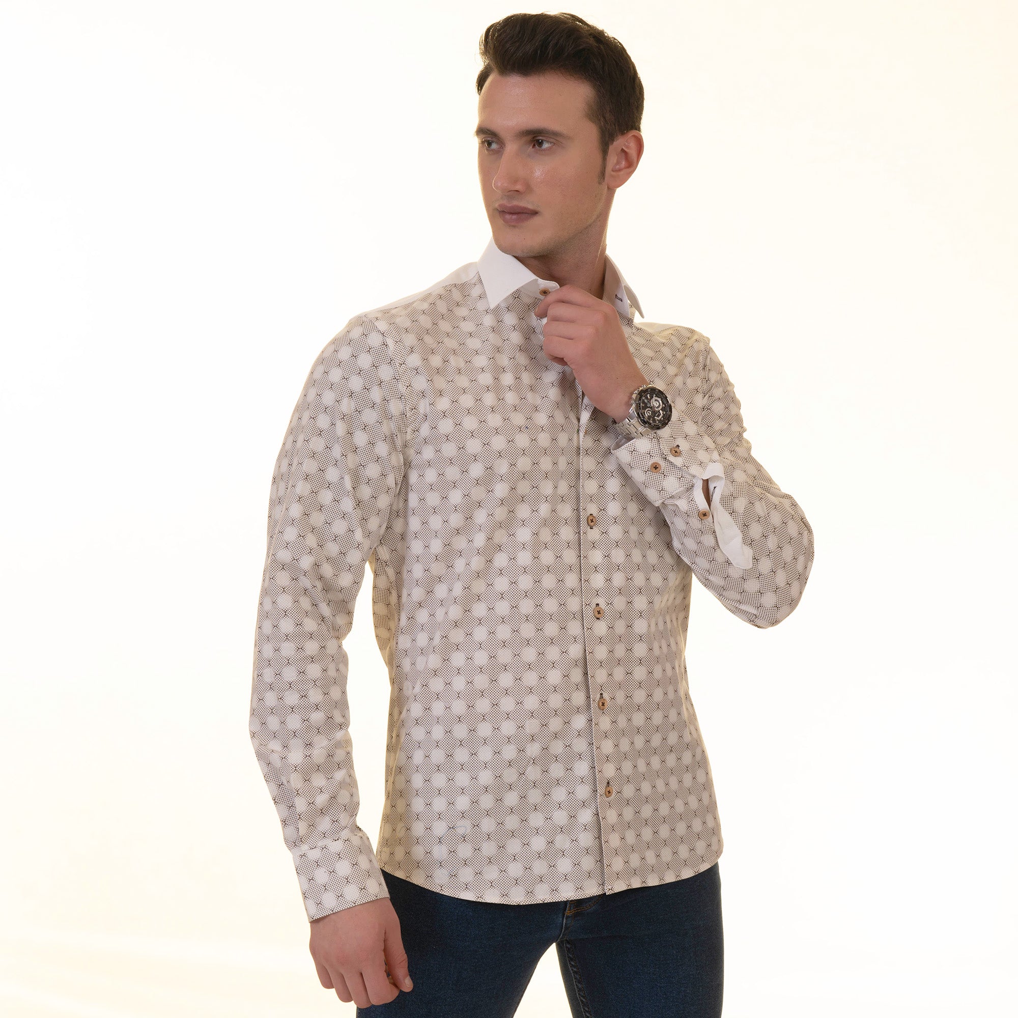 Gravity Homme Men's Long Sleeve Button Down / Tazio S3 - Flyclothing LLC