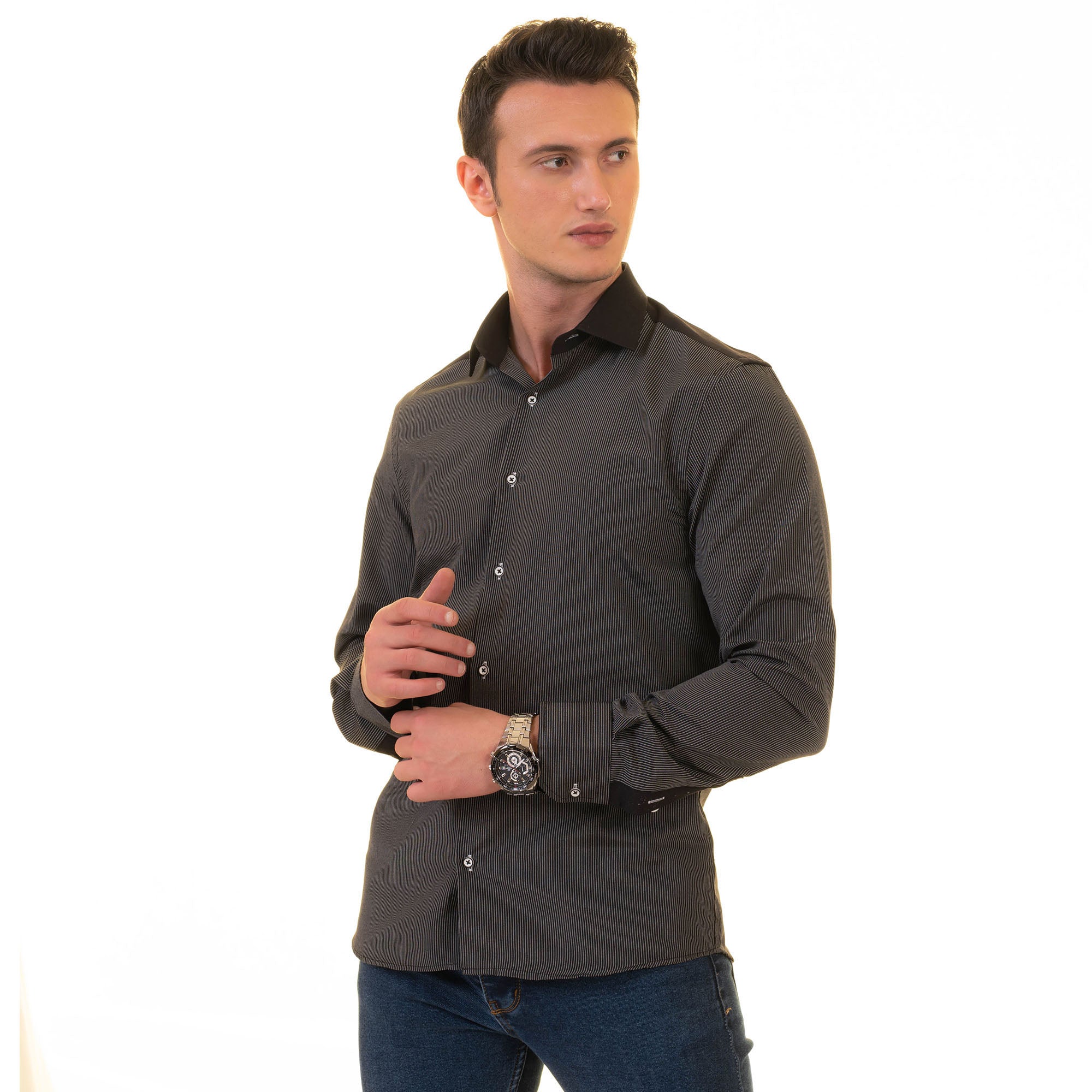 Gravity Homme Men's Long Sleeve Button Down / Sigaretta S5 - Flyclothing LLC