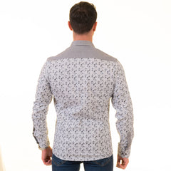 Gravity Homme Men's Long Sleeve Button Down / Positano Gray S6 - Flyclothing LLC