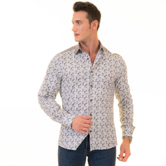 Gravity Homme Men's Long Sleeve Button Down / Positano Gray S6 - Flyclothing LLC