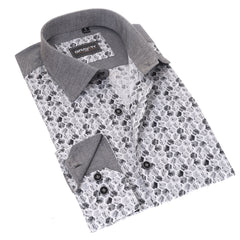 Gravity Homme Men's Long Sleeve Button Down / Positano Gray S6