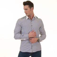 Gravity Homme Men's Long Sleeve Button Down / Lorenzo Plaid S8 - Flyclothing LLC