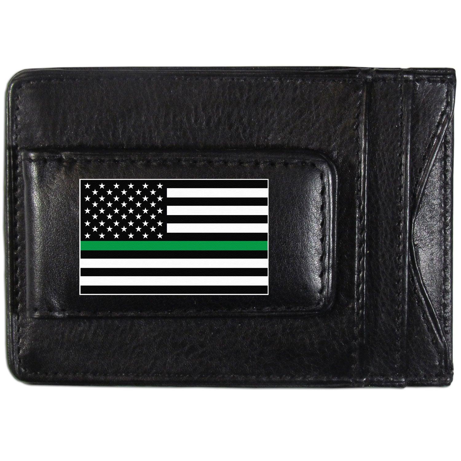 Thin Green Line Army Flag Leather Cash and Cardholder  - Flyclothing LLC