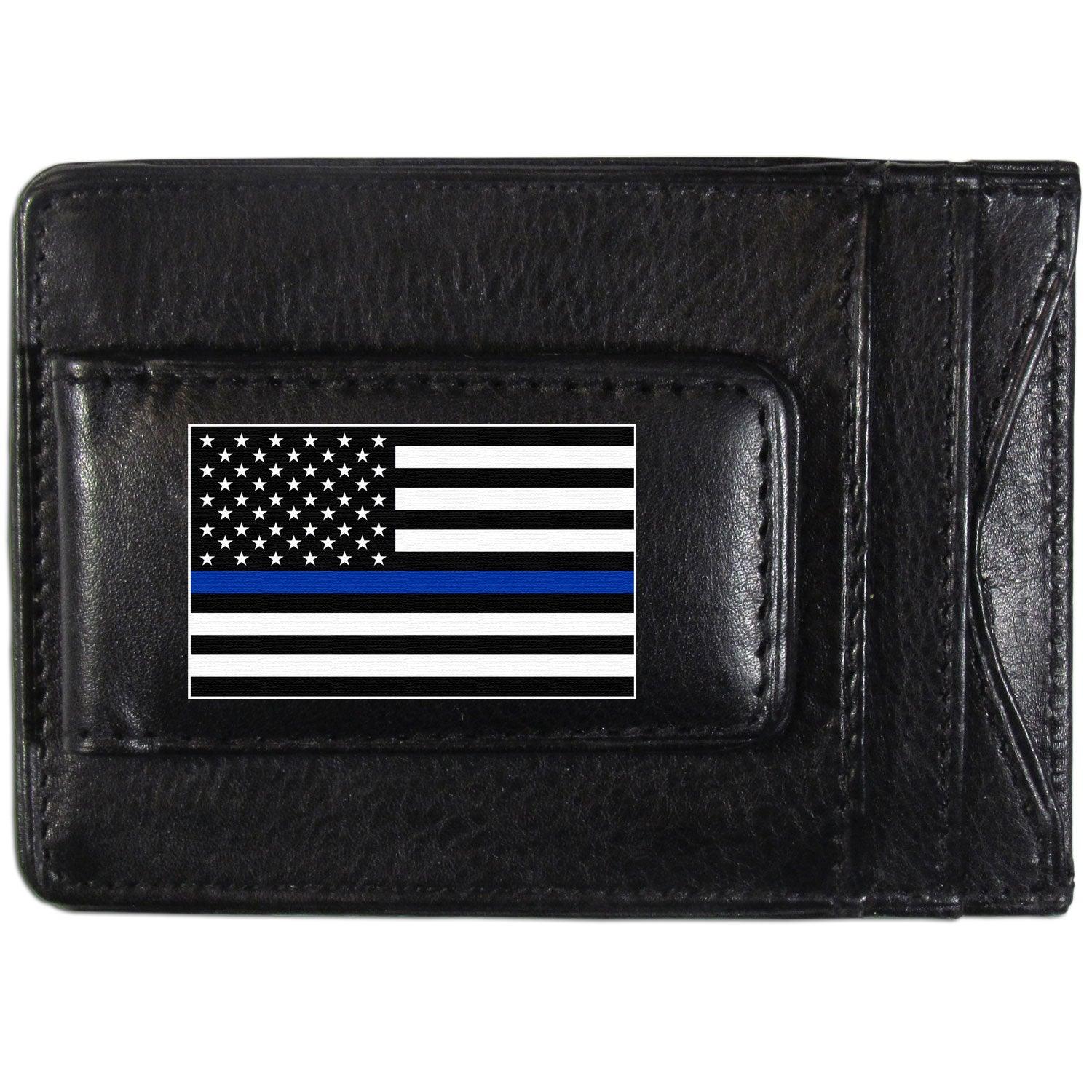 Thin Blue Line Air Force Flag Leather Cash and Cardholder  - Flyclothing LLC