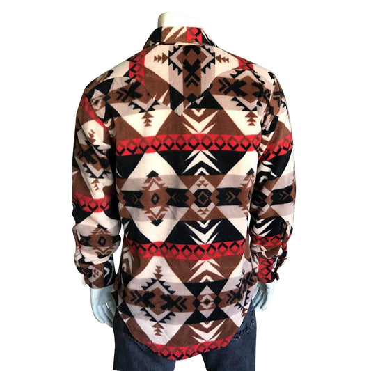 Rockmount Clothing Mens Native Pattern Fleece Western Shirt In Black Red - Flyclothing LLC