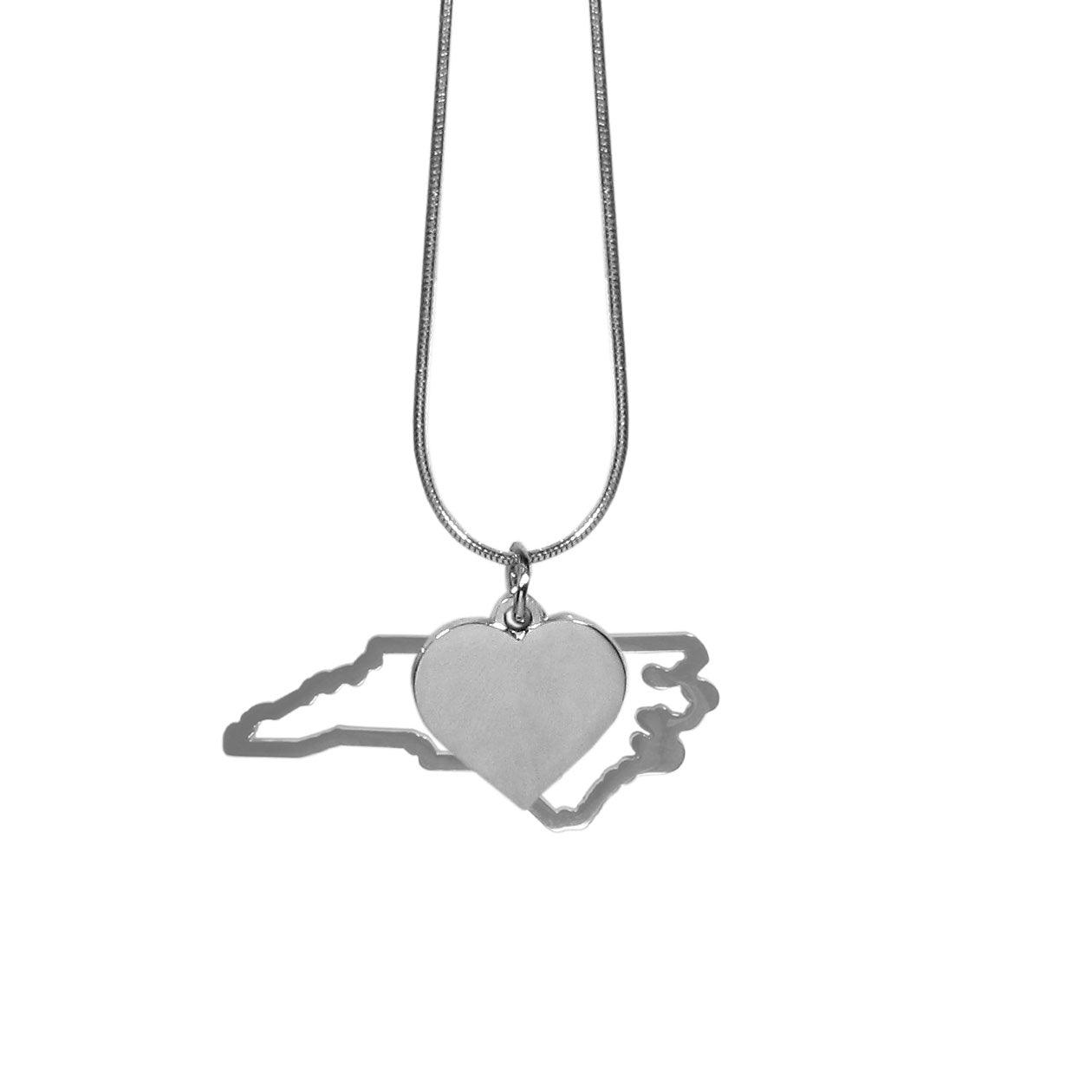 North Carolina State and Heart Charm Necklace - Flyclothing LLC