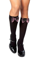 Roma Costume Knee High Stocking w/ Plaid Bows - Roma Costume