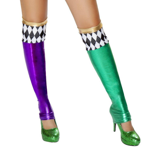 Roma Costume Green/Purple Jester Leggings - Flyclothing LLC