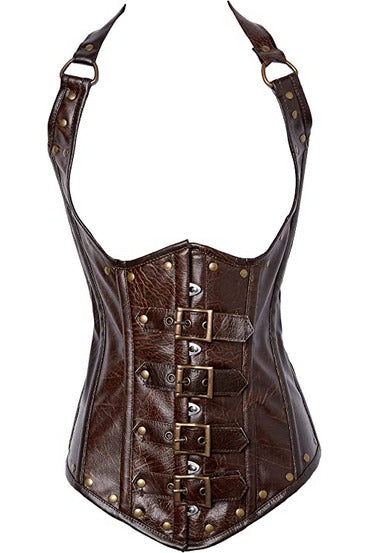 Daisy Corsets Top Drawer Steel Boned Distressed Faux Leather Underbust Corset Top