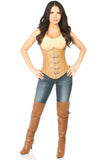 Daisy Corsets Top Drawer Steel Boned Distressed Faux Leather Underbust Corset Top - Flyclothing LLC