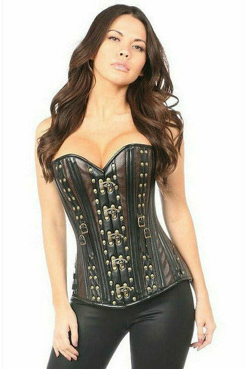 Daisy Corsets Top Drawer Faux Leather Steel Boned Corset w/Rivets