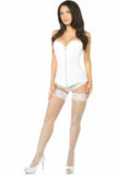 Daisy Corsets Top Drawer White Cotton Steel Boned Corset w/Zipper - Flyclothing LLC