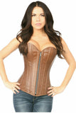 Daisy Corsets Top Drawer Distressed Brown Faux Leather Steel Boned Corset