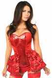 Daisy Corsets Top Drawer Red Satin & Sequin Steel Boned Corset w/Removable Snap Skirt