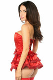 Daisy Corsets Top Drawer Red Satin & Sequin Steel Boned Corset w/Removable Snap Skirt - Flyclothing LLC