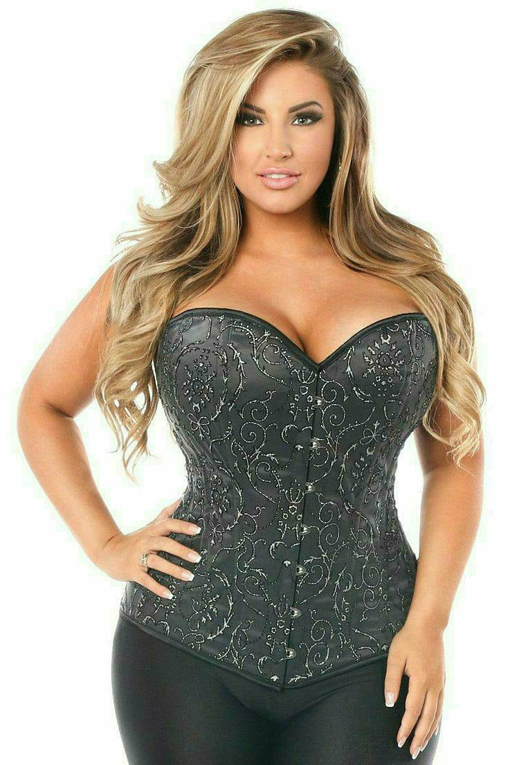 Daisy Corsets Top Drawer Elegant Black Embroidered Steel Boned Corset - Flyclothing LLC