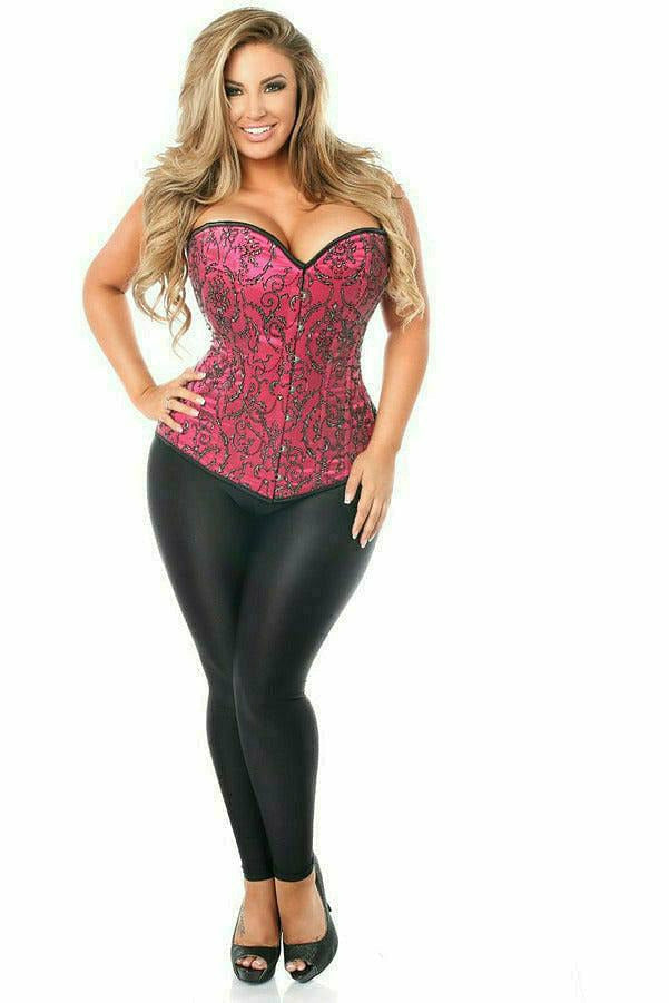 Daisy Corsets Top Drawer Plus Size Elegant Fuchsia Embroidered