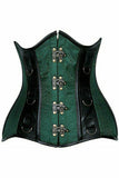 Daisy Corsets Top Drawer Dark Green Brocade & Faux Leather Steel Boned Under Bust Corset