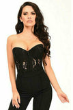 Daisy Corsets Top Drawer Black Underwire Sheer Lace Steel Boned Corset