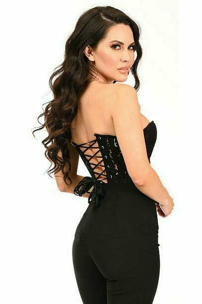 Daisy Corsets Top Drawer Black Underwire Sheer Lace Steel Boned Corset - Flyclothing LLC