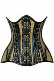 Daisy Corsets Top Drawer Faux Leather & Gold Brocade Steel Boned Under Bust Corset