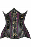 Daisy Corsets Top Drawer Faux Leather & Plum Brocade Steel Boned Under Bust Corset