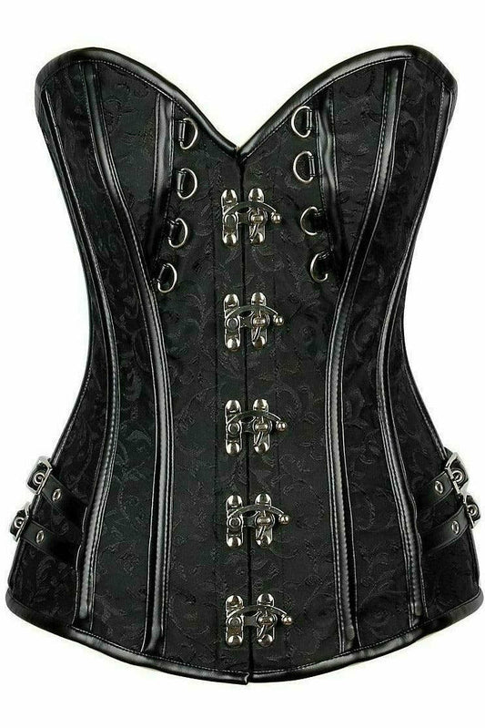 Daisy Corsets Top Drawer Brocade & Faux Leather Steel Boned Corset