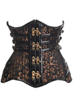 Daisy Corsets Top Drawer CURVY Steampunk Black/Brown Brocade Steel Double Boned Under Bust Corset