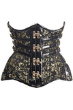 Daisy Corsets Top Drawer CURVY Steampunk Black/Gold Brocade Steel Double Boned Under Bust Corset