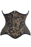 Daisy Corsets Top Drawer Black/Gold Brocade Double Steel Boned Under Bust Corset