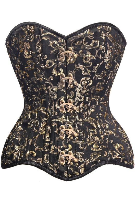 Daisy Corsets Top Drawer CURVY Black/Gold Brocade Double Steel Boned Overbust Corset