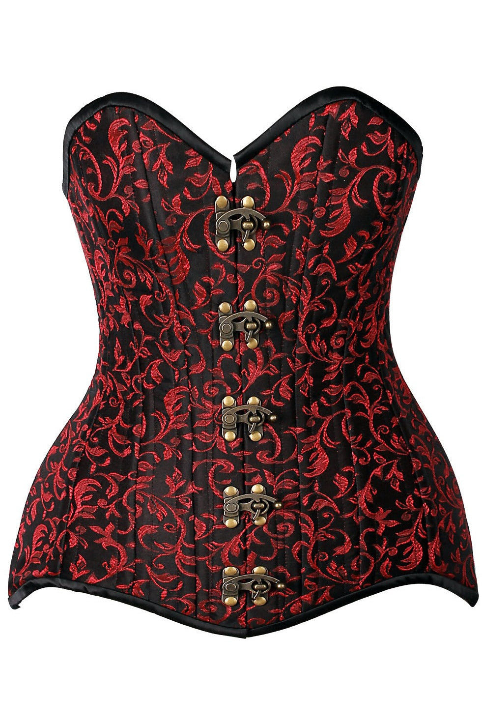 Daisy Corsets Top Drawer CURVY Black/Red Brocade Double Steel Boned Overbust Corset