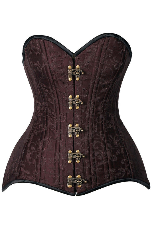 Daisy Corsets Top Drawer CURVY Brown Brocade Double Steel Boned Overbust Corset