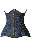 Daisy Corsets Top Drawer CURVY Blue Brocade Double Steel Boned Under Bust Corset