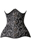 Daisy Corsets Top Drawer CURVY Black/Silver Brocade Double Steel Boned Under Bust Corset