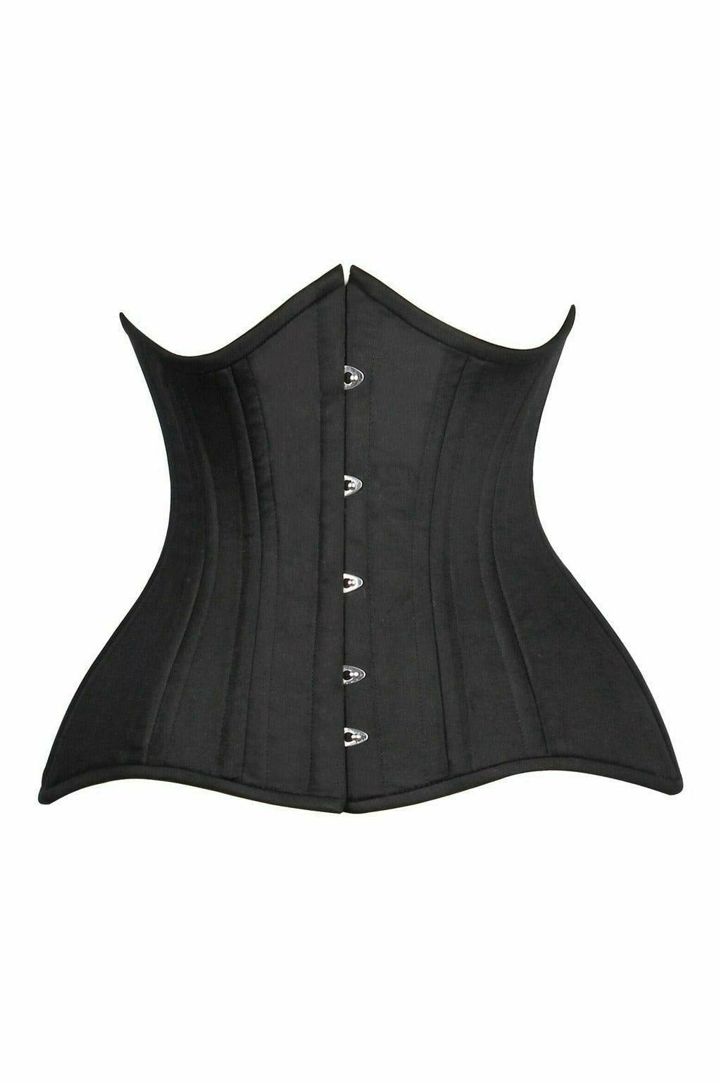 Daisy Corsets Top Drawer CURVY Black Cotton Double Steel Boned Underbust Waist Cincher Corset