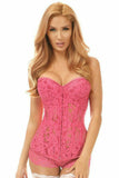 Daisy Corsets Top Drawer Fuchsia Underwire Sheer Lace Steel Boned Corset