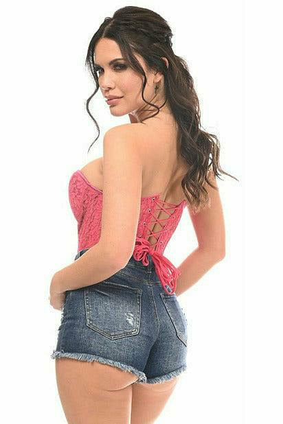 Daisy Corsets Top Drawer Fuchsia Underwire Sheer Lace Steel Boned Corset - Flyclothing LLC