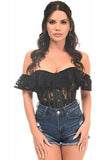 Daisy Corsets Top Drawer Black Sheer Lace Steel Boned Corset