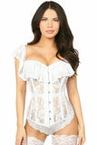 Daisy Corsets Top Drawer White Sheer Lace Steel Boned Corset - Flyclothing LLC