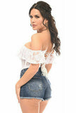 Daisy Corsets Top Drawer White Sheer Lace Steel Boned Corset - Flyclothing LLC