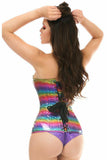 Daisy Corsets Top Drawer Rainbow Glitter Steel Boned Corset - Flyclothing LLC