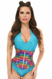 Daisy Corsets Top Drawer Rainbow Glitter Holo Steel Boned Mid Under Bust Corset