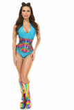 Daisy Corsets Top Drawer Rainbow Glitter Holo Steel Boned Mid Under Bust Corset - Flyclothing LLC