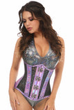 Daisy Corsets Top Drawer Lavender Holo & Black Fishnet Steel Boned Under Bust Corset